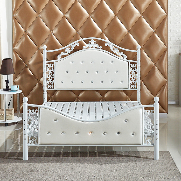 white metal bed frame with headboard