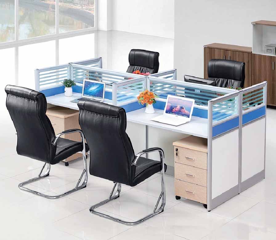 office workstation desk with filing cabinets