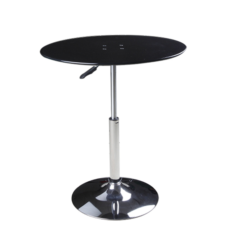 height adjustable round glass top bedside table