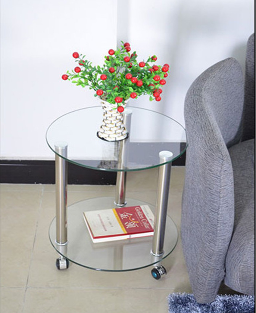 small round glass end table