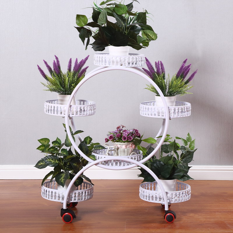 round metal plant stand 5 tier with wheels